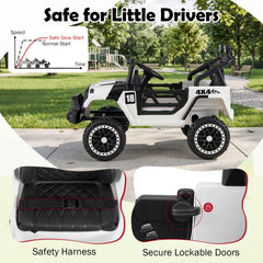 12V Kids Ride On Truck with 4 Wheel Suspension, Parent Remote, 3 Speeds and Emergency Brake, 66 lb, Black Trim