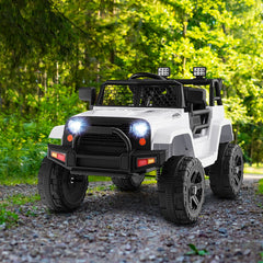 12V Kids Ride On Truck with Anti Slip Wheels, Parent Remote, 3 Speeds, Slow Start and Seat Belt, 66 lb, White