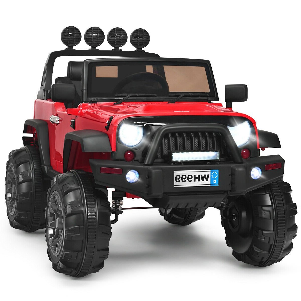 12V Kids Ride On Truck with Double Magnetic Doors, 2.4G Parent Remote, 3 Speeds and Spring Suspension, 66 lb, Red