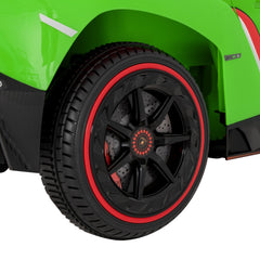 12V Licensed Lamborghini 4WD Kids Ride On Sports Car with Hydraulic Scissor Doors and 2.4G Remote, 66 lb, Green