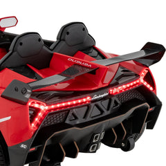 12V Licensed Lamborghini 4WD Kids Ride On Sports Car with 4 Motors, Hydraulic Doors and 2.4G Remote, 66 lb, Red