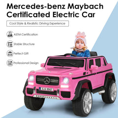 12V Licensed Mercedes-Benz Maybach Kids Ride On Car with Soft Start and Stop, 2.4G Remote and Door Locks, 66 lb, Pink