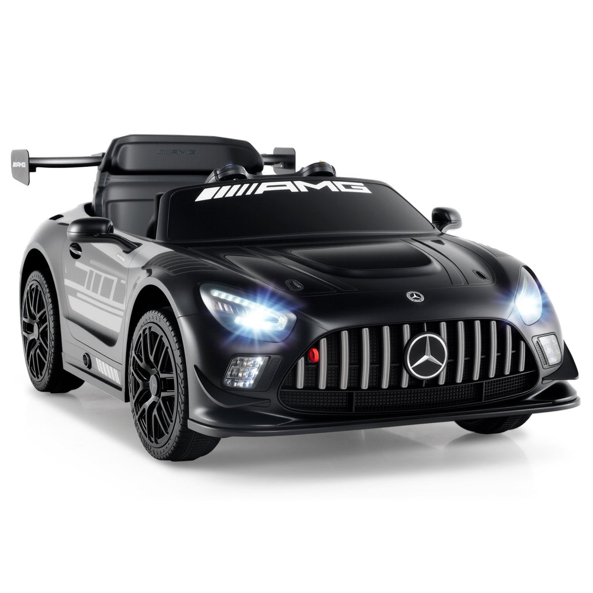 12V Licensed Mercedes-AMG GT3 Kids Ride On Car with Upward Doors, 3 Point Belt and 3 Speed Remote, 55 lb, Black