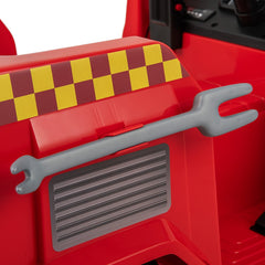 12V Kids Ride On Fire Truck with Water Tank and Gun, Shovel, Wrench, Siren and Parent Remote, 34 in, Red