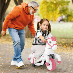 12V Kids Ride On Unicorn with Detachable Training Wheels, Horse Riding Mode, Handles and Footrests, 66 lb, Pink