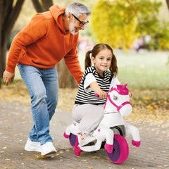 12V Kids Ride On Unicorn with Music, One Button Start, Horse Riding Mode and Anti Slip Wheels, 66 lb, Rose Red