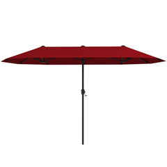 13 FT Large Patio Umbrella Outdoor Double-Sided Table Market Umbrella with Crank Handle-Red