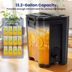 13.2 Gal Insulated Beverage Dispenser Commercial with Two-Stage Faucet-3 pieces