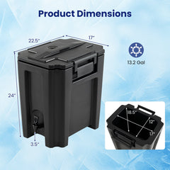 13.2 Gal Insulated Beverage Dispenser Commercial with Two-Stage Faucet-4 pieces