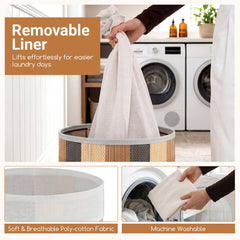 13.2 Gal Laundry Hamper with Removable and Machine-Washable Liner-Multicolor