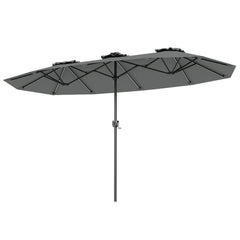 13 FT Double-Sided Patio Umbrella with Color-Changing Flowing Solar LED Lights-Gray
