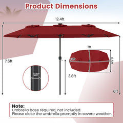 13 FT Double-Sided Patio Umbrella with Color-Changing Flowing Solar LED Lights-Red