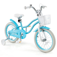 16 Inch Kids Bike with Dual Brakes, Adjustable Seat and Rear Reflector, Aqua Blue