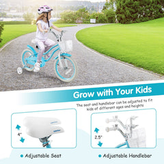 16 Inch Kids Bike with Dual Brakes, Adjustable Seat and Rear Reflector, Aqua Blue