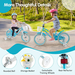16 Inch Kids Bike with Dual Brakes, Adjustable Seat and Rear Reflector, Aqua Blue