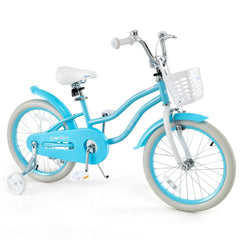 18 Inch Kids Bike with Dual Brakes, Kickstand and Adjustable Seat, Aqua Blue