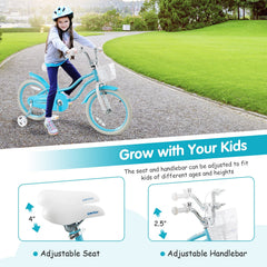 18 Inch Kids Bike with Dual Brakes, Kickstand and Adjustable Seat, Aqua Blue
