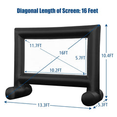 14-20 Feet Inflatable Outdoor Movie Projector Screen with Blower and Carrying Bag-16 ft