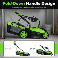 14-Inch 12-Amp Corded Electric Lawn Mower w/ 5-Position Height Adjustment-Green