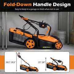 14-Inch 12-Amp Corded Electric Lawn Mower w/ 5-Position Height Adjustment-Orange