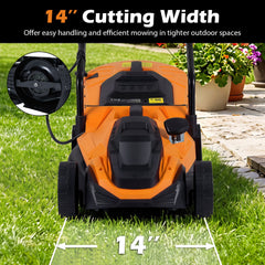 14-Inch 12-Amp Corded Electric Lawn Mower w/ 5-Position Height Adjustment-Orange
