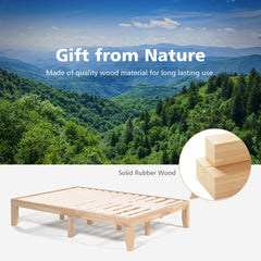 14 Inch Full Size Wood Platform Bed Frame with Wood Slat Support, Natural