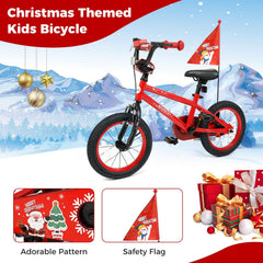 14 Inch Kids Bike with Front V Brake, Speaker and Training Wheels, Red