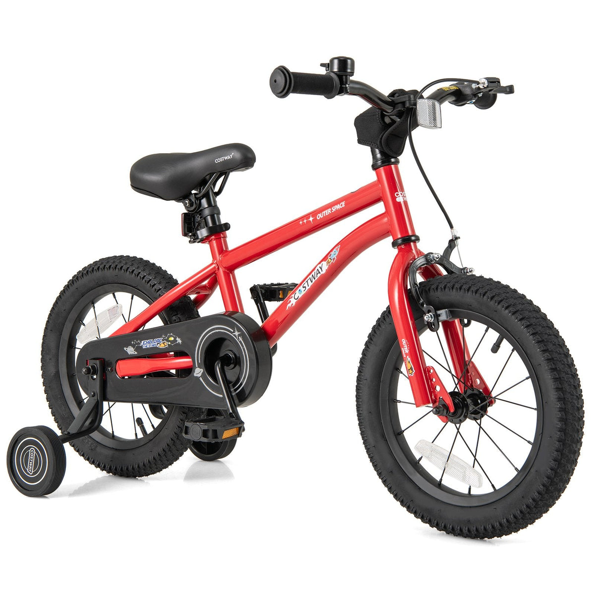 14 Inch Kids Bike with Handbrake, Coaster Brake and Bell, Red