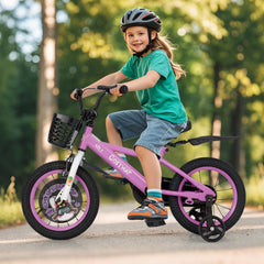 14 Inch Kids Bike with Adjustable Handlebar and Saddle, Lilac