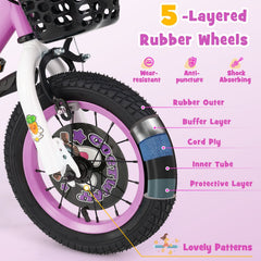 14 Inch Kids Bike with Adjustable Handlebar and Saddle, Lilac