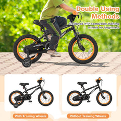 14 Inch Kids Sport Bike with Adjustable Seat and Removable Training Wheels, Black