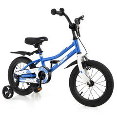 14 Inch Kids Bike with 2 Training Wheels and Basket for Ages 3 to 5, Blue
