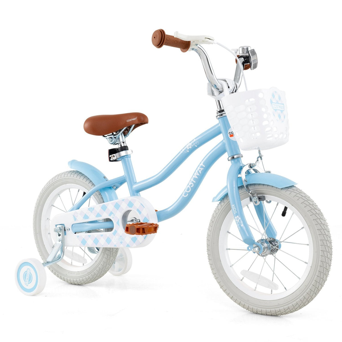 14 Inch Kids Bike with Adjustable Handlebar and Seat for Ages 3 to 5, Light Blue