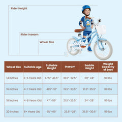 14 Inch Kids Bike with Adjustable Handlebar and Seat for Ages 3 to 5, Light Blue