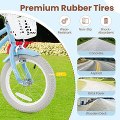 14 Inch Kids Bike with Adjustable Handlebar and Seat for Ages 3 to 5, Light Blue