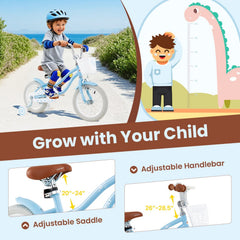 14 Inch Kids Bike with Adjustable Handlebar and Seat for Ages 3 to 5, Light Blue