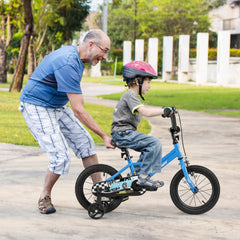 14 Inch Kids Bike with Removable Training Wheels and Air Tires, Blue