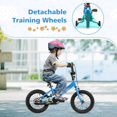 14 Inch Kids Bike with Removable Training Wheels and Air Tires, Blue