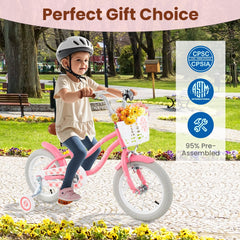 14 Inch Kids Bike with Training Wheels and Basket for Boys and Girls Ages 3 to 5