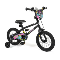 14 Inch Kids Bike with Training Wheels and Number Plate, Black