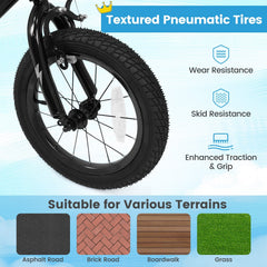14 Inch Kids Bike with Training Wheels and Number Plate, Black