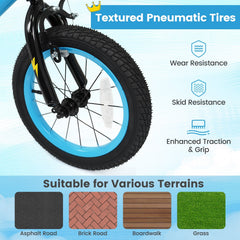 14 Inch Kids Bike with Training Wheels and Number Plate, Blue