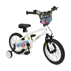 14 Inch Kids Bike with Training Wheels and Number Plate, White