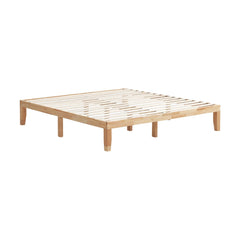 14 Inch King Size Wood Platform Bed Frame with 14 Bar Slat Support, Natural