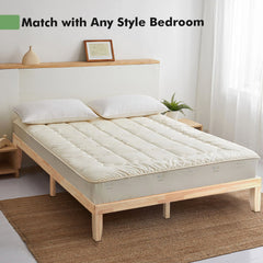 14 Inch King Size Wood Platform Bed Frame with 14 Bar Slat Support, Natural