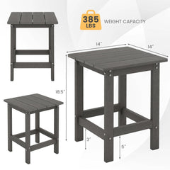 14 Inch Square Weather-Resistant Adirondack Side Table-Gray