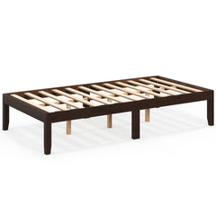 14 Inch Twin Wood Platform Bed Frame with 12 Plywood Slats and Adjustable Foot Pads, Espresso