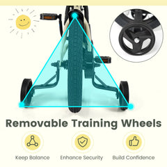 14 Inch Kids Sport Bike with Removable Training Wheels and All Terrain Tires, Cream