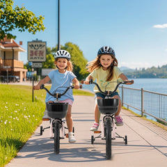 14 Inch Kids Bike with Basket, Bell and Detachable Training Wheels, Pink