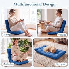 14-Position Adjustable Cushioned Floor Chair-Blue